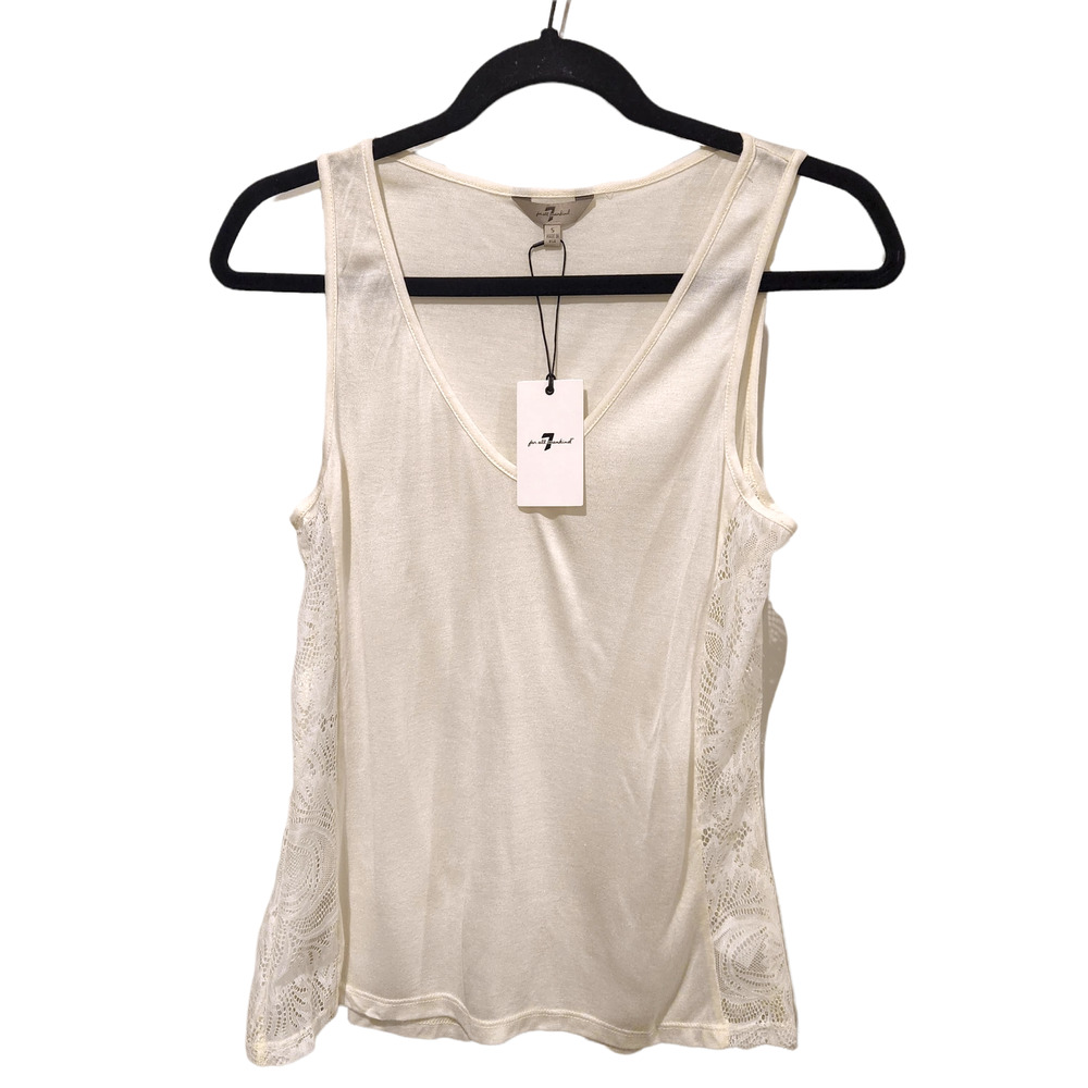 7 For All Mankind Womens Ivory Lace Tank Top New Size Small